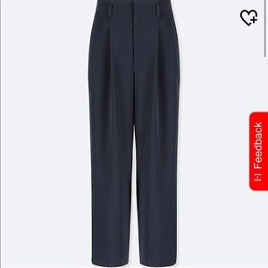 Uniqlo Navy Wide Leg Drape Trousers